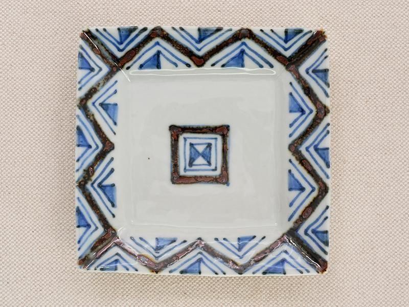 玄昌窪皿 高橋宏彰 染付幾何紋 四角皿 | 九谷焼 | 東京 南青山の和食器専門店