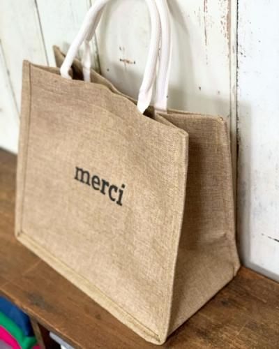 Merci ベージュ トートバッグ merciバッグ - 大人カワイイ雑貨店・オハコバコ