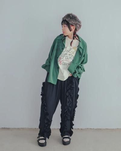 UNICA アシメフリルパンツ　LADIES ブラック unica/ユニカ アシメフリルパンツ(ブラック) - 大人カワイイ雑貨店