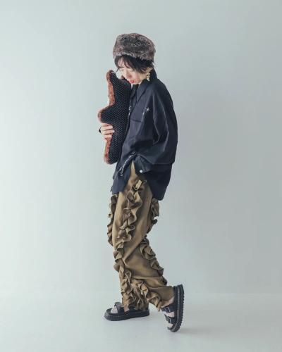 unica/ユニカ アシメフリルパンツ(カーキ) - 大人カワイイ雑貨店