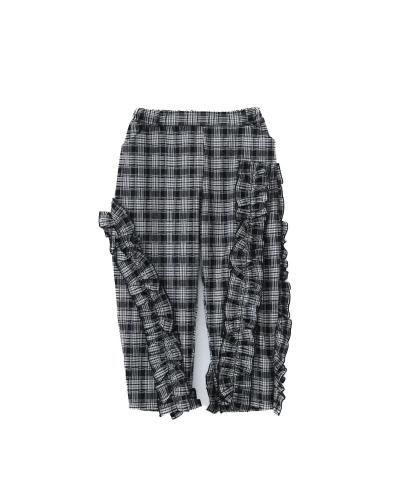 unica チェックアシメフリルパンツ　レディース オフホワイト unica/ユニカ チェックアシメフリルパンツ(オフホワイト) - 大人