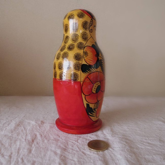 ヴィンテージ 大ぶりのお花 マトリョーシカ 特大・VINTAGE OLD Matyoshka Russian nesting dollー ヨーロッパ  蚤の市 西欧 東欧 雑貨 文房具 ピーパチ アンティーク PIPACS ANTIQUES