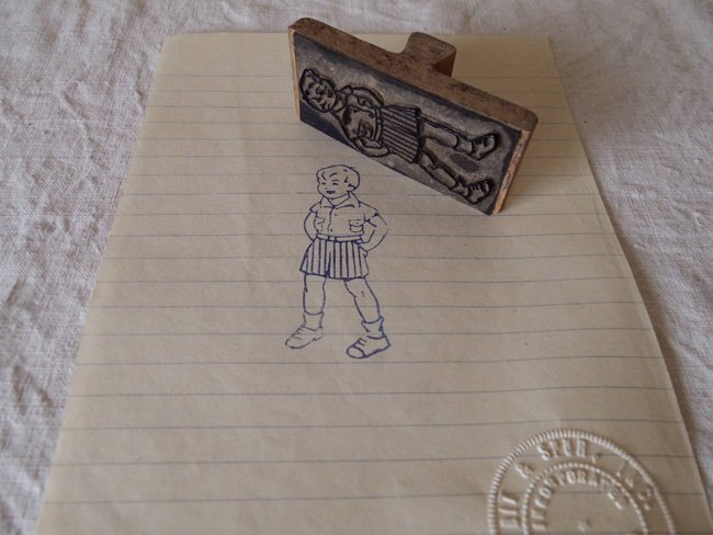 アメリカの古い教材ハンコ 男の子 usa vintage stamp seal boy