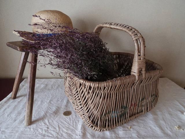 フランス ローズパニエ アンティーク バスケット カゴ バッグ france basket rose panier small vintage  antiques ヨーロッパ蚤の市 ピーパチアンティーク PIPACS－ANTIQUES