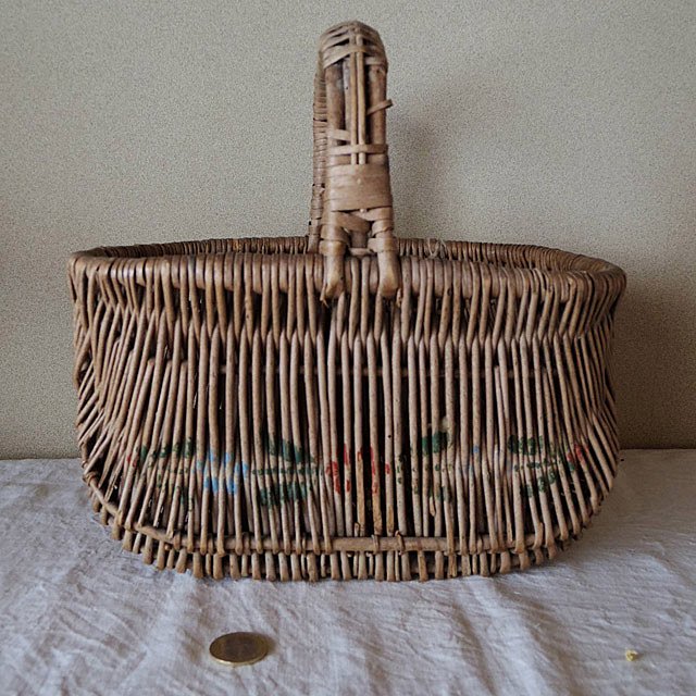 フランス ローズパニエ アンティーク バスケット カゴ バッグ france basket rose panier small vintage  antiques ヨーロッパ蚤の市 ピーパチアンティーク PIPACS－ANTIQUES