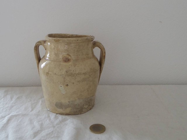 イタリア 取手のついた壺 陶器 花瓶 Italia pottery jar vase 
