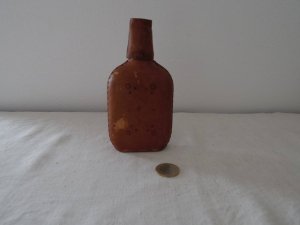 イタリア 革カバー スキットル フラスコ ボトル ウイスキー瓶  Italia leather hip flask skittle bottle