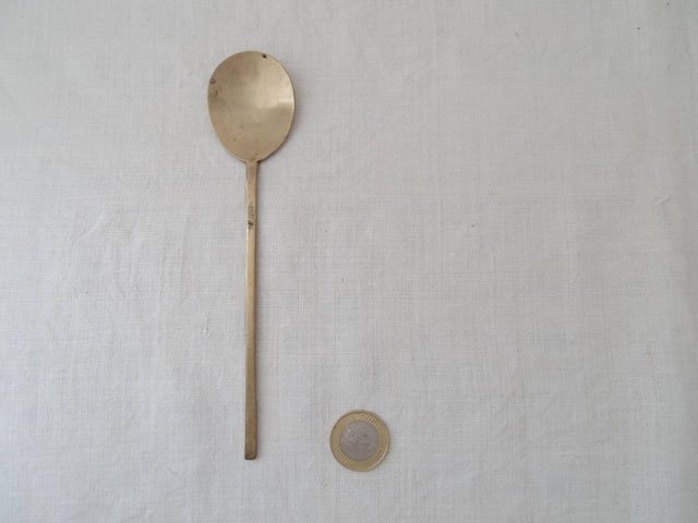 韓国 古い 真鍮のスッカラ 2 Korea vintage spoon brass ヨーロッパ蚤の市 ピーパチアンティーク  PIPACS－ANTIQUES