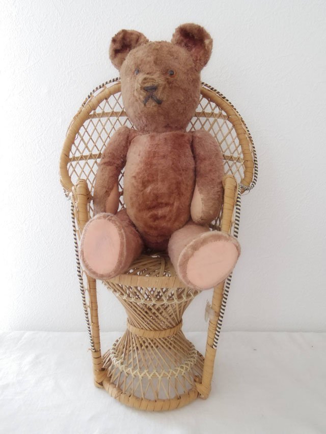 ハンガリー テディベアー プラスチックアイ ライトブラウン hungary teddy bear old vintage light brown -  ～ヨーロッパ 蚤の市～ 東欧 西欧 北欧 雑貨 ピーパチ アンティーク PIPACS ANTIQUES