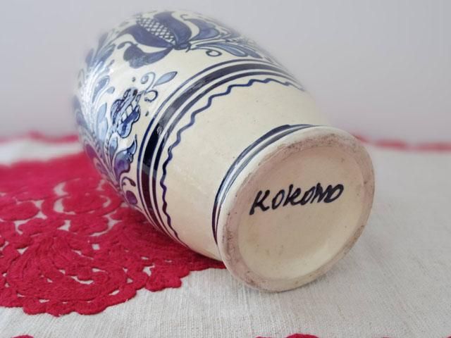 ルーマニア コロンド村の陶器の花瓶 大きい 青・Romania Korond ルーマニア コロンド村の陶器の花瓶 大きい 青・Romania Korond