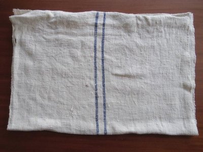 ハンガリー ビンテージ 手織リネンの穀物袋  青ライン カット２（78x57）