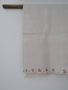 ルーマニア 手織り リネン 厚地クロス 126X94 1952年