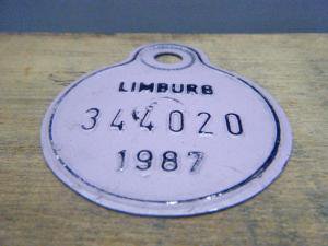 ɥ¤λ  ٥륮 Limburg ᥿ץ졼ȥ 1987 344020VINTAGE metal plate tag Belgium