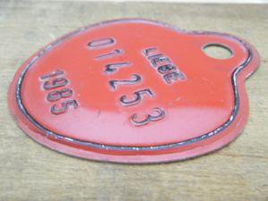 ɥ¤λ  ٥륮 Liege ᥿ץ졼ȥ  1985 014253VINTAGE metal plate tag Belgium