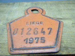 ɥ¤λ  ٥륮 Liege ᥿ץ졼ȥ  1975 012647VINTAGE metal plate tag Belgium