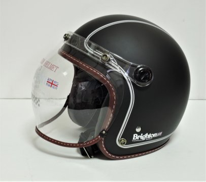 Brighton Traditional Helmet Mat Black 　ﾌﾞﾗｲﾄﾝﾄﾗﾃﾞｨｼｮﾅﾙﾍﾙﾒｯﾄﾏｯﾄBK -  ジェットヘルメット・シールド・バイザー等バイク用品 - ヒートグループ