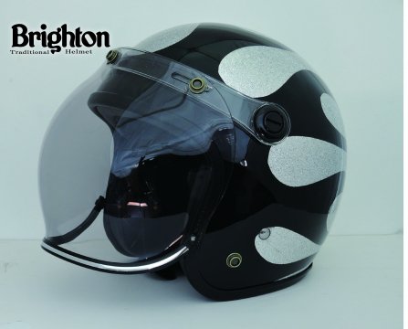 PREMIER Flake Handmade Helmet Maximumシールド付き Flame Silver Black -  ジェットヘルメット・シールド・バイザー等バイク用品 - ヒートグループ