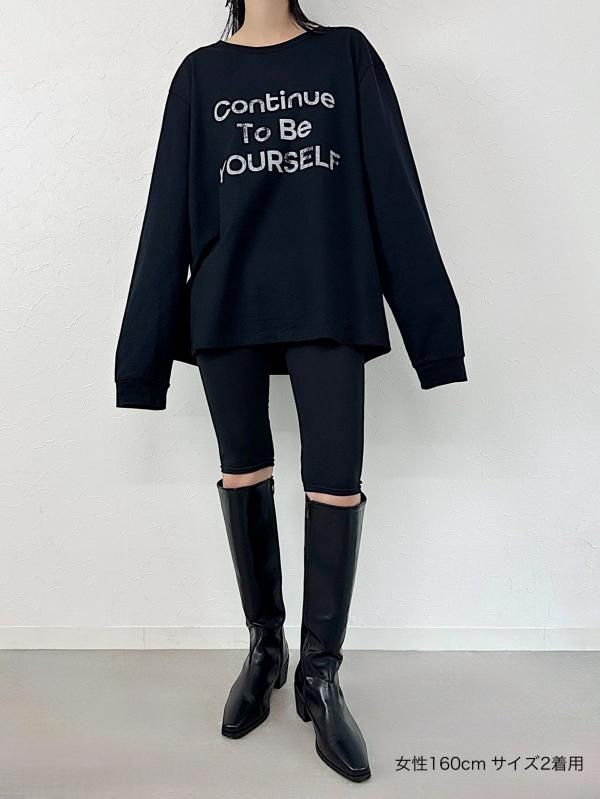 人気満点 SLEEVE LONG LOGO (UNISEX)]残り僅か EKAT TEE BLACK / カットソー(長袖/七分)
