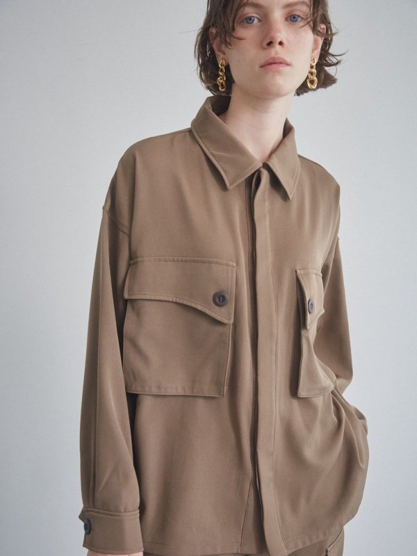 ͽ [EKAT(UNISEX)] SAFARI POCKET SHIRTS / BROWN