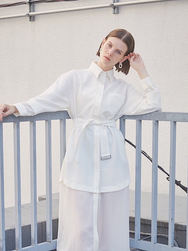 ͽ [UN-SOPHIE] 2WAY LAYERED SHIRTS DRESS / OFF WHITE