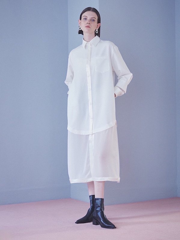 ͽ [UN-SOPHIE] 2WAY LAYERED SHIRTS DRESS / OFF WHITE