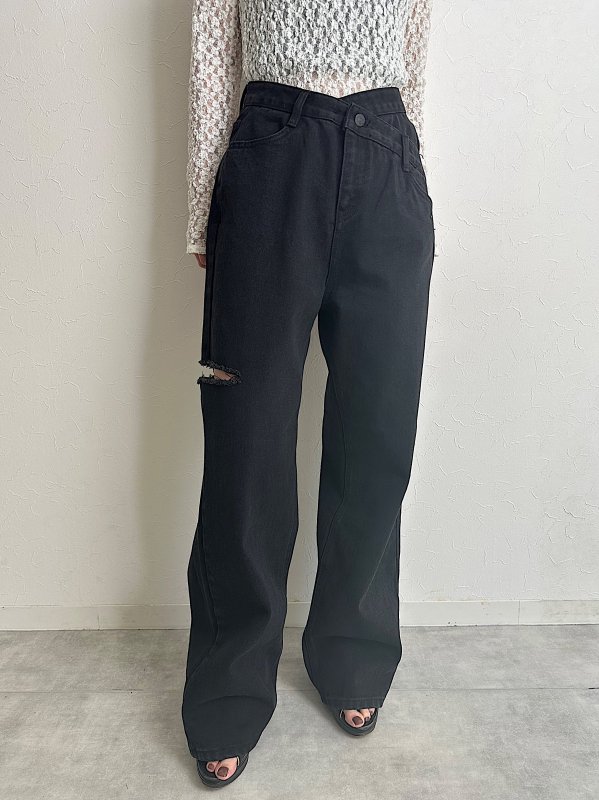 [UN-SOPHIE]WAIST LAYERED DENIM /BLACK