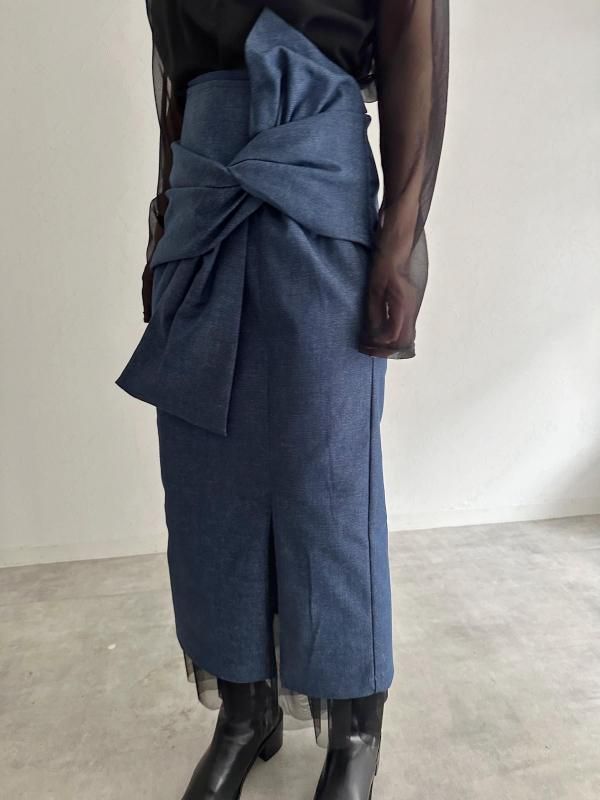  [UN-SOPHIE] WAIST WRAP RIBBON  SKIRT