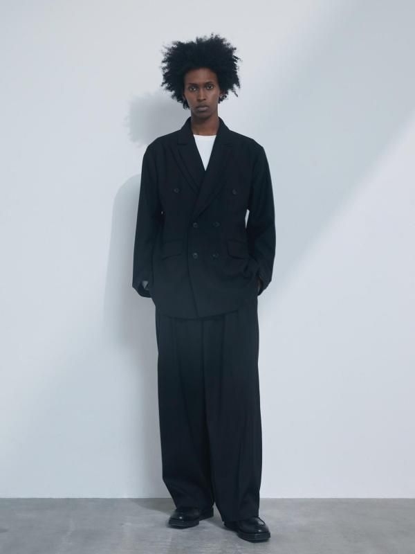 [EKAT (UNISEX)] LAPEL LAYERED  JKT / BLACK