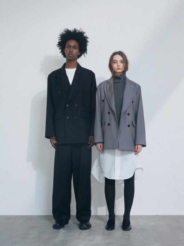 [EKAT (UNISEX)] LAPEL LAYERED  JKT / GRAY