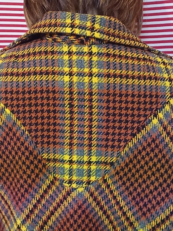 【昭和ビンテージ】ウールで風千鳥格子柄キャメルハット 千鳥柄ハット 帽子 レディース ハット 千鳥柄 送料無料・(100