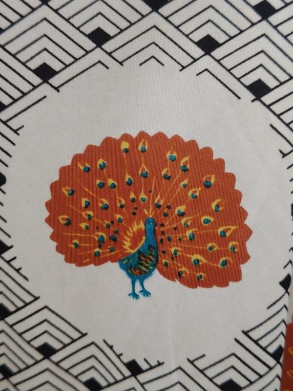 孔雀x幾何学柄☆レトロワンピ -