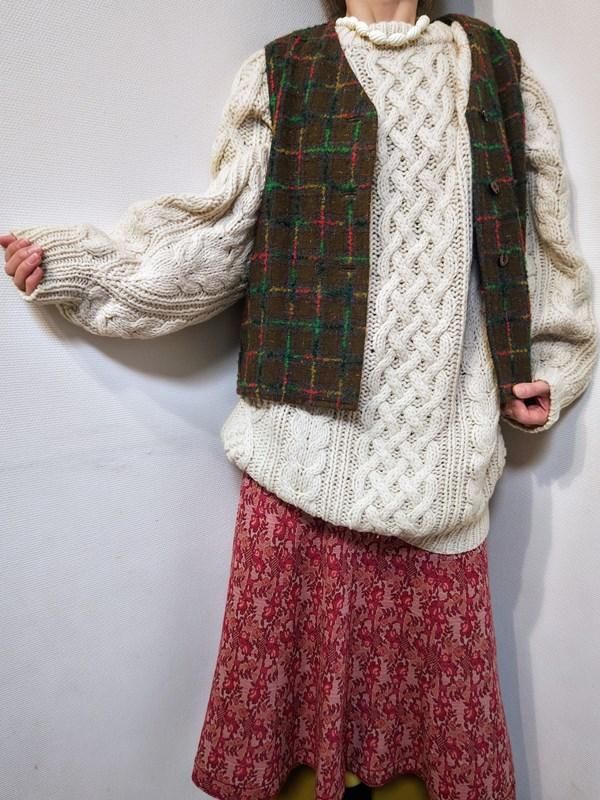 お仕立て品*ピンク・オレンジお花柄♪レトロマキシスカート -
