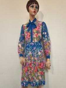 アンティーク ビンテージ 80s USA 花 薔薇 羽織 透け感 ワンピース USA製 〜80年代 80s 花柄 総柄 ボタニカル レース襟 長袖