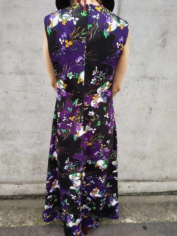 USA製*ムードたっぷり花柄♪レトロマキシワンピ -