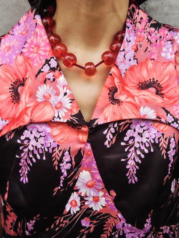 豪華花柄♪ヒラリ袖素敵レトロマキシワンピ -