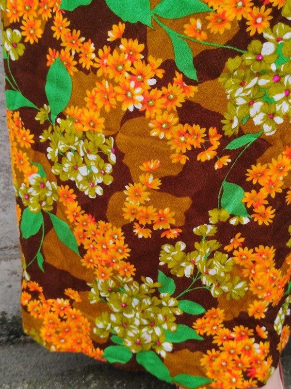 オレンジ・緑カラフル花柄♪ハワイアンワンピ -