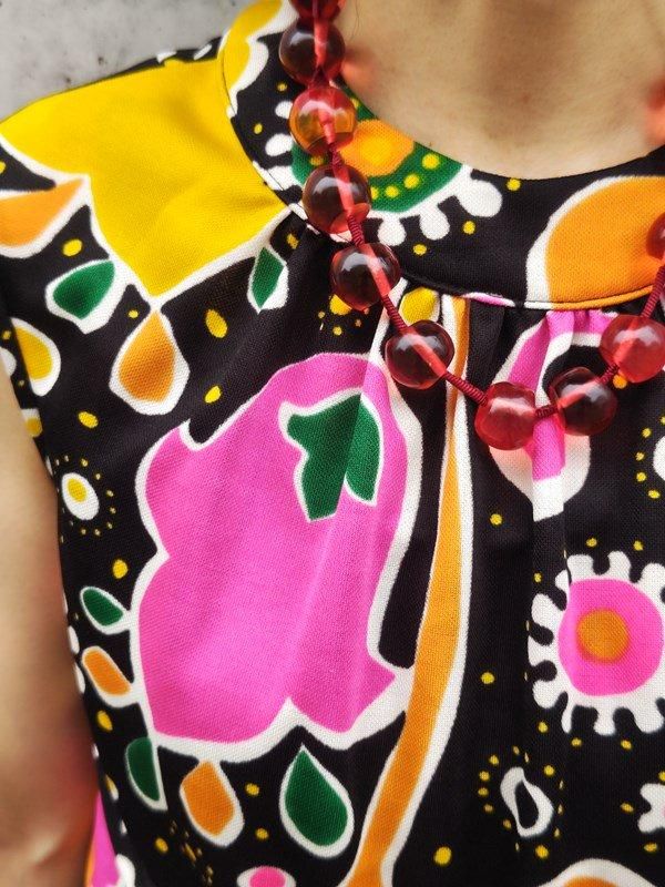 USA製*レトロサイケお花柄♪マキシワンピ -