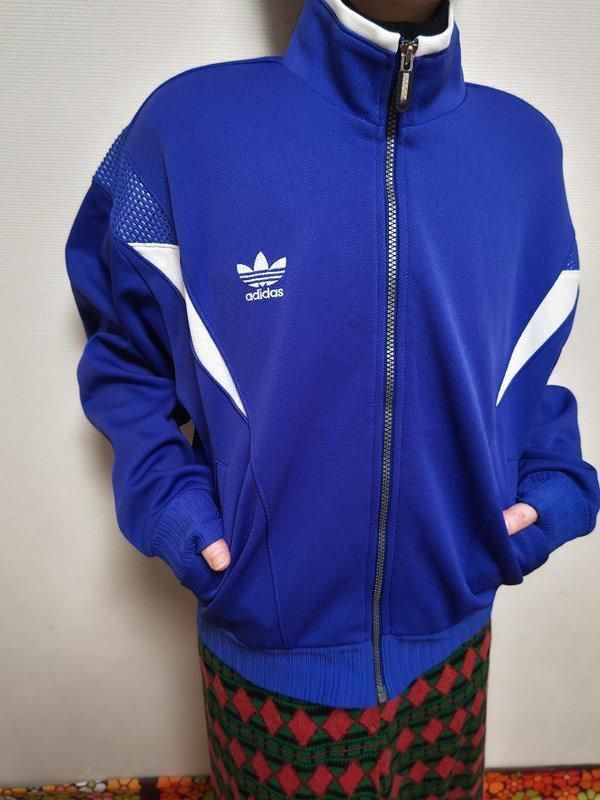 adidas*群青色x白☆レトロジャージ - adidas*群青色x白☆レトロジャージ -