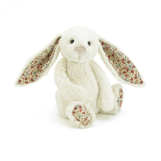 ロンドン発 ジェリーキャット社 フワフワ バニー ウサギのぬいぐるみ クリーム 花柄 アリスロンドン Alice London 英国雑貨の店 イギリス発 セレクトショップです