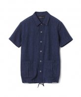 LOUNGELIZARD <BR>SPECK DYEING PANAMA SHORT SLEEVE SHIRTS
(NAVY) (4200)