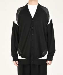 LAD MUSICIAN <BR>INTARSIA MESH KNIT CARDIGAN(BLACK×WHITE)<img class='new_mark_img2' src='https://img.shop-pro.jp/img/new/icons34.gif' style='border:none;display:inline;margin:0px;padding:0px;width:auto;' />