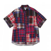 White Mountaineering<BR> MADRAS CHECK PATCHWORK HALF SLEEVES SHIRT