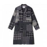 White Mountaineering<BR>CHECK PATCHWORK GOWN SHIRT