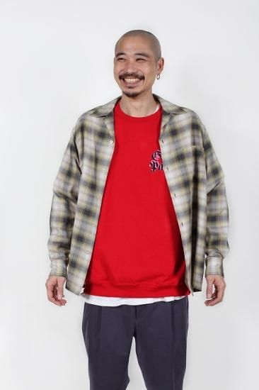 れなし】 WACKO MARIA OMBRE CHECK OPEN COLLAR SHIR MH3bf