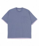 White Mountaineering<BR>LAYERED WIDE T-SHIRT(PURPLE) 