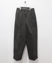 MARKAWARE <BR>PLEATED WIDE TROUSERS - ORGANIC COTTON 30/2 TWILL -(CHARCOAL)