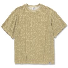 CALEE<BR>ROSE PATTERN PILE JACQUARD OVER SILHOUETTE T-SHIRT