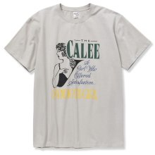 CALEE<BR>STRETCH SYNDICATE RETRO T-SHIRT(Naturally Paint Design)(GRAY)