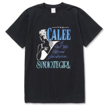 CALEE<BR>STRETCH SYNDICATE RETRO T-SHIRT(Naturally Paint Design)(BLACK)