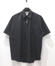 MARKAWARE <BR>NEW COMFORT FIT SHIRT S/S - SUPER 120'S WOOL TROPICAL - (CHARCOAL GRAY)